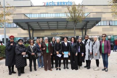 Mudanyalı kadınlar Bursa Şehir Hastanesi önünden kadına şiddete 'dur' dedi
